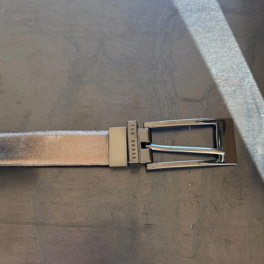 Ted Baker Reversible Black Belt with Silver Buckle